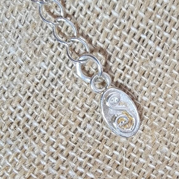 18" Designer Silver Tone Flat Link Chain Necklace, signed - Picture 5 of 7